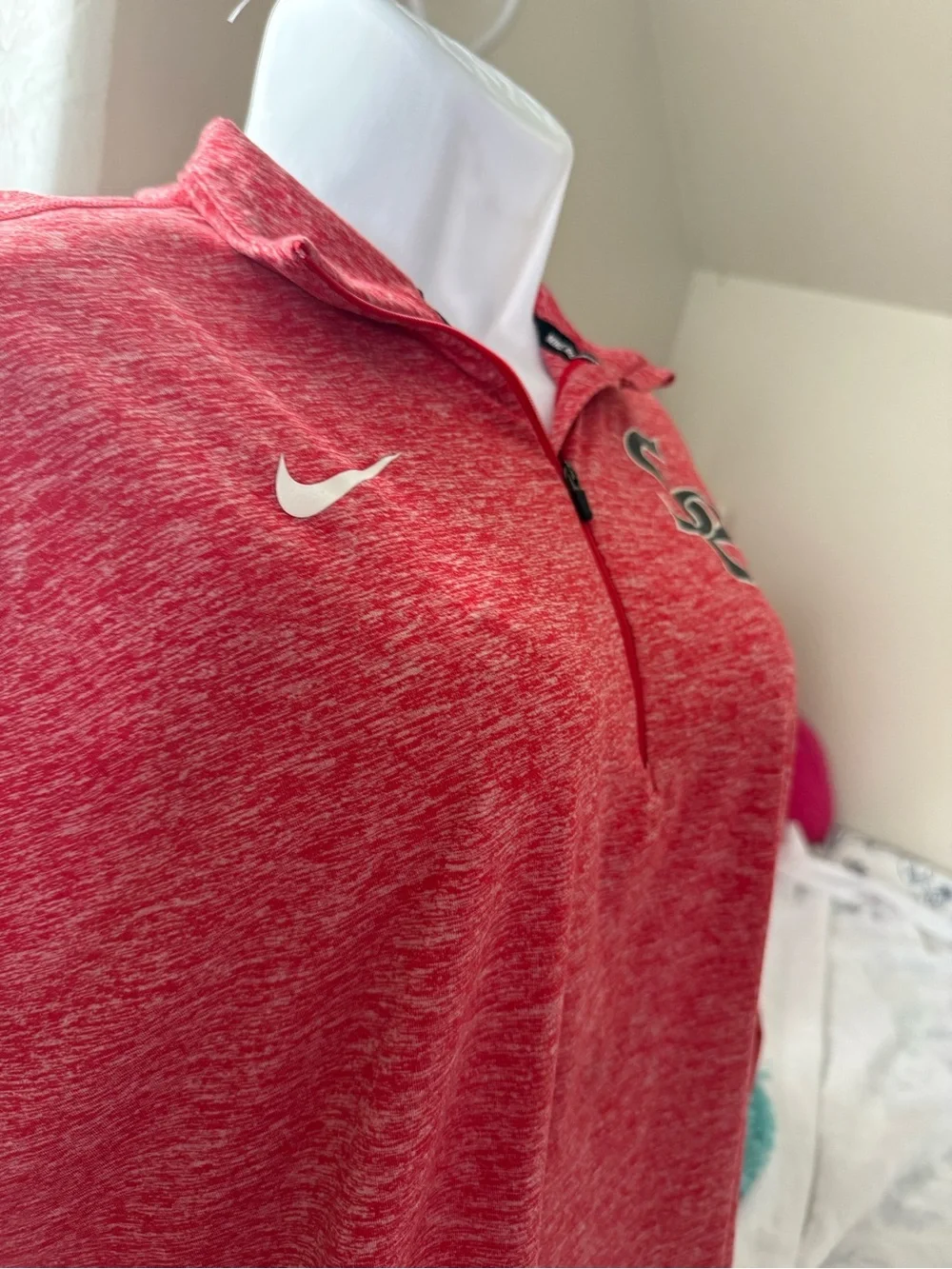 Nike Red Heather Quarter-Zip Pullover with SB Crest